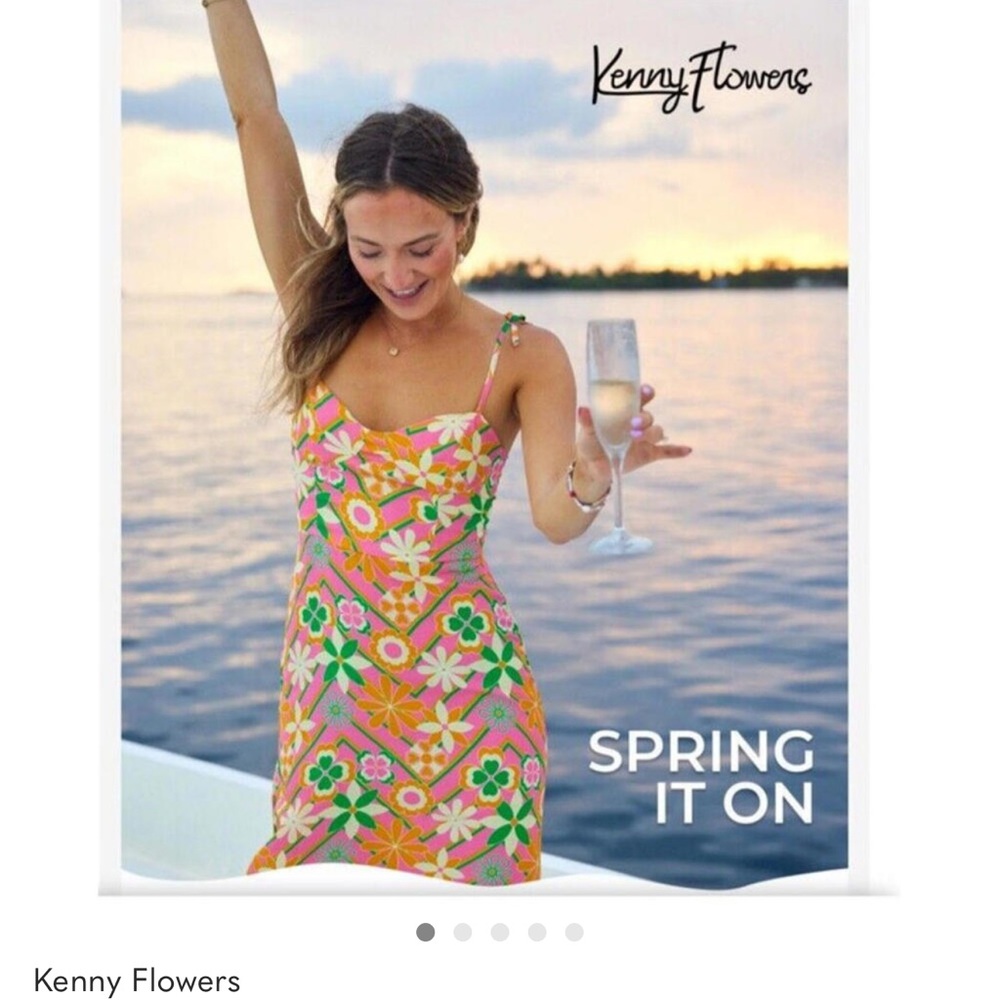 Kenny Flowers Vibrant Floral Maxi Dress 100% silk Sz Medium NWT